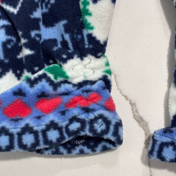 LANDS' END Women's Fleece Fair Isle Print Reindeer Snowflakes Scarf Gloves Set 7 - Picture 6 of 16